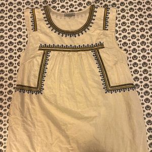 Cream Embroidered Mini Dress (w/Pockets!)
